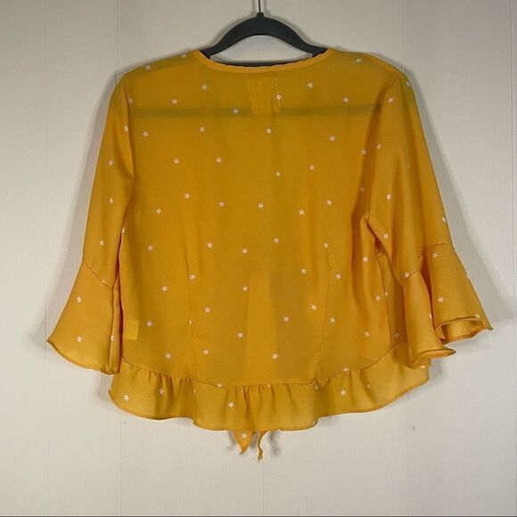 Haute Project Ruffle Sleeve Tie Front Crop Top - Picture 3 of 5